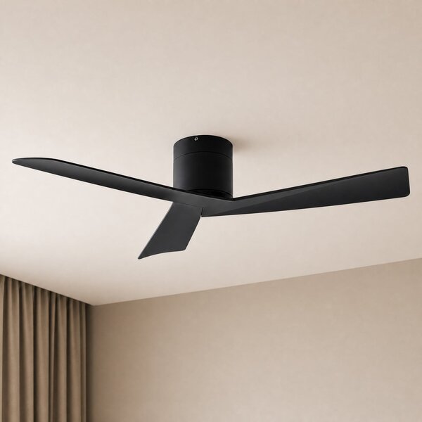 Lucande Ventilator de tavan Ventoro, Ø 132 cm, negru, metal, Negru, Camera de zi / sufragerie, Metal, Modern