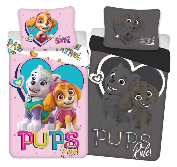 Lenjerie de pat luminoasa PAW PATROL Pups rule roz Dimensiune lenjerie de pat: 70 x 80 cm | 140 x 200 cm