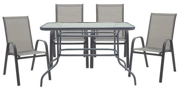 Set de gradina masa si scaune 5 bucati Calan metal negru-textilena gri inchis 110x60x70cm