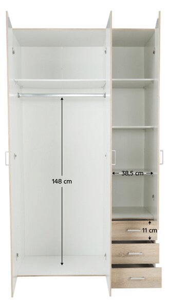 KONDELA Dulap, 3 uşi, stejar sonoma, GWEN 70427