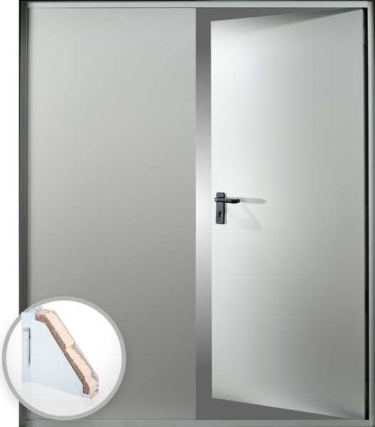 Usa metalica dubla intrare secundara - RAL 7035 - Gri Deschis - Usa dubla multifunctionala otel