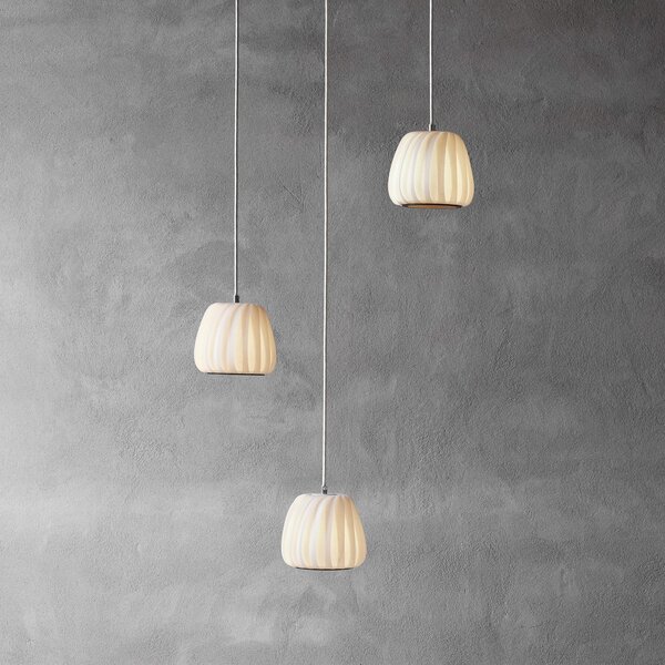 Tom Rossau Lampă suspendată ST906 Mini, albă, 17 cm, hârtie, E27, reglabil, Alb, Camera de zi / sufragerie, Hârtie / Carton, Scandinavă