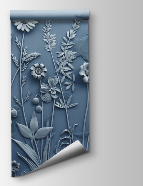 Fototapet Flori delicate în nuanțe senine de albastru, Fototapet 3D, Fototapet populare, w07869 - Tapeko.ro