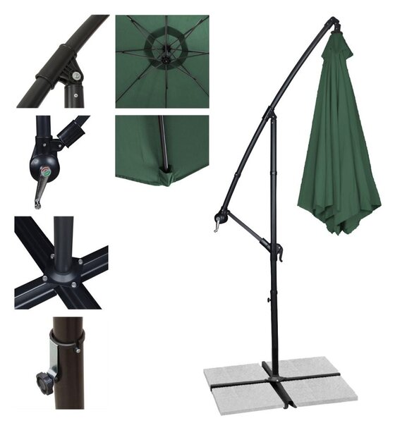 Umbrelă reglabilă AVENBERG SUNNY 300, diametru 3M, verde închis