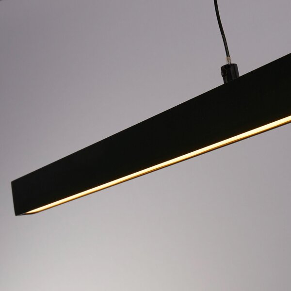 Searchlight Lampă suspendată cu LED Layla, liniară, neagră, reglabilă pe înălțime, CCT, reglabil, Negru, Camera de zi / sufragerie, Aluminiu, Modern