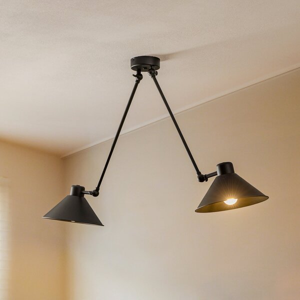 Argon Lampă suspendată Alan, mobilă, negru, 2 becuri, reglabil, Negru, Camera de zi / sufragerie, Metal