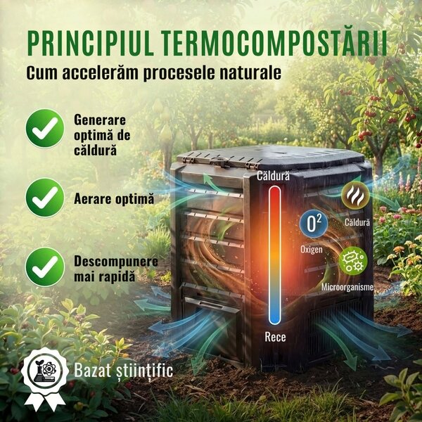 Compostor de grădină - Compogreen 800 l, negru Prosperplast