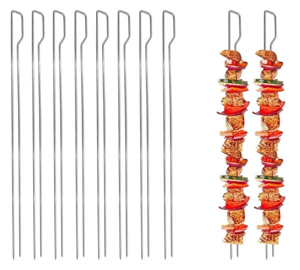 Țepușe pentru frigărui BBQ XL DELANO, lungime 30 cm – set 8 buc