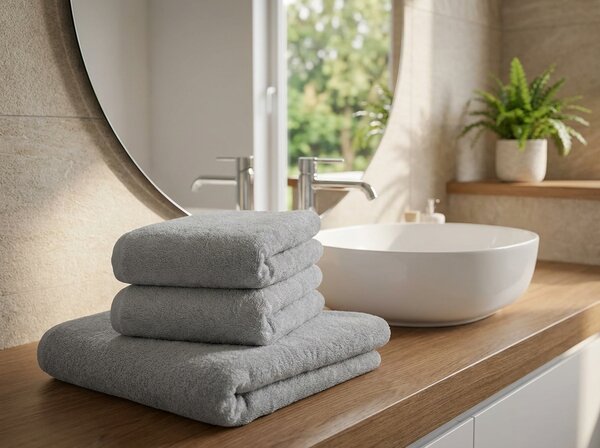 Prosop NORIELLE 50x90 cm gri deschis, 100% bumbac