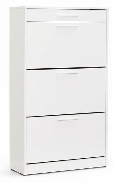 Pantofar Adore Extra, 3 compartimente, capacitate 18 perechi incaltaminte, Alb - Nuc, 75x128x29 cm