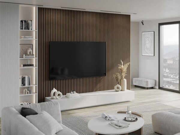 Mexen Lam-F, lamele acustice de perete 275 × 30 cm, suport din fetru 8 mm, furnir tehnic, nuc espresso, S105-275307-3015-019