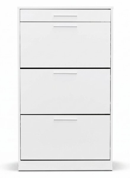 Pantofar Adore Extra, 3 compartimente, capacitate 18 perechi incaltaminte, Alb - Nuc, 75x128x29 cm