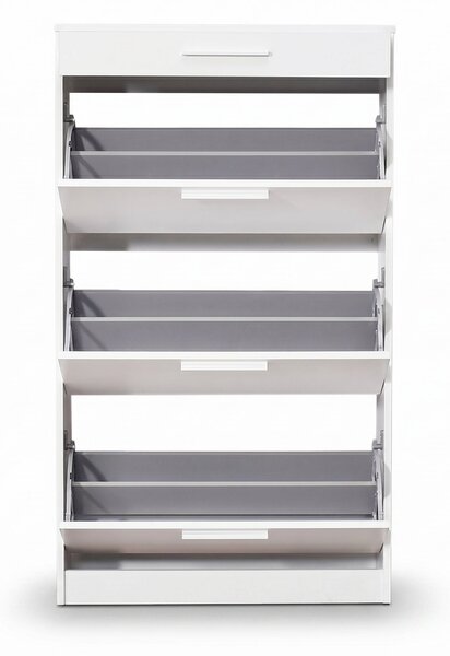 Pantofar Adore Extra, 3 compartimente, capacitate 18 perechi incaltaminte, Alb - Nuc, 75x128x29 cm