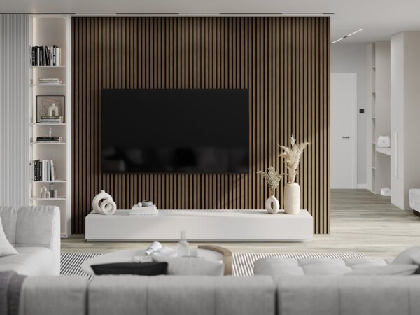 Mexen Lam-F, lamele acustice de perete 275 × 30 cm, suport din fetru 8 mm, furnir tehnic, nuc espresso, S105-275307-3015-019