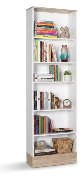 Bibliotecă Adore Base cu 6 Rafturi, Alb, 60x197x26 cm