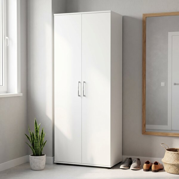 Dulap Multifunctional Adore Porto, 2 usi, 8 rafturi, Alb, 76x187x36 cm