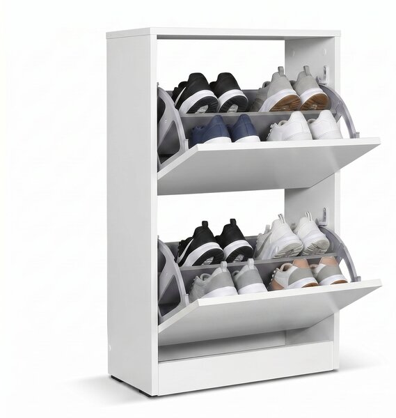 Pantofar Adore Compact, 10 Perechi, 2 Compartimente, Alb - Mov, 51x84x26 cm