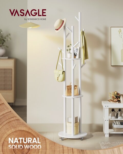 Cuier tip pom cu roti Model Goliath, Alb, 40 x 175 cm