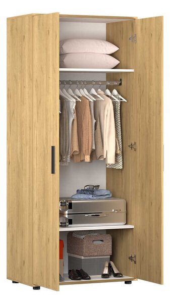 Dulap Haine Adore Trendline cu 2 usi si umeras, Alb - Stejar, 80x187x47 cm