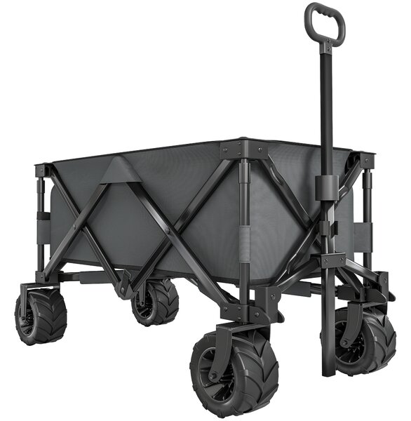 Outsunny Cărucior de Grădină cu Mâner Telescopic, Cărucior Metalic cu Spațiul de Depozitare din Material Oxford, 108x55 cm, Gri