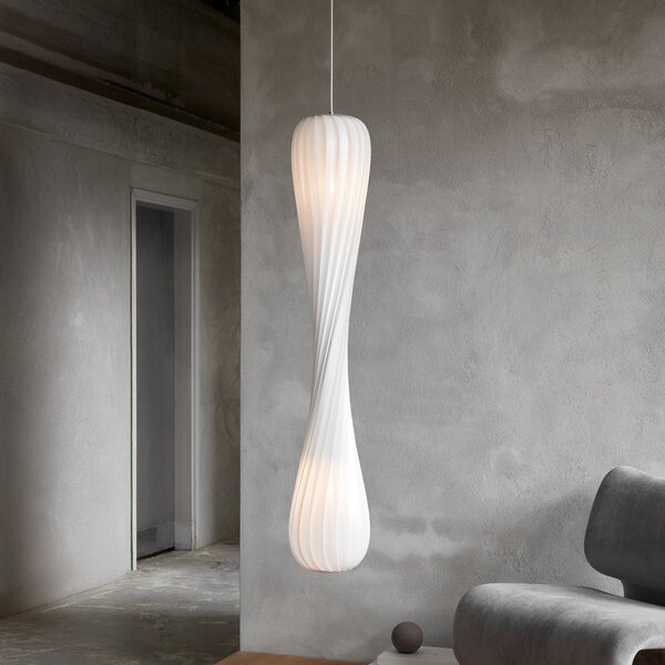 Tom Rossau Lampă suspendată TR7, din plastic (PP), înălțime 145 cm, soclu E27, reglabil, Alb, Camera de zi / sufragerie, Plastic, Scandinavă