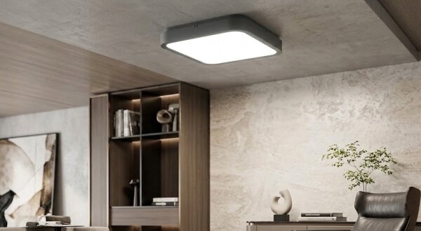 Brilagi-LED ZENNA Plafonieră LED pentru baie cu senzor, 18W/230V, 28,5x28,5 cm, IP44, antracit