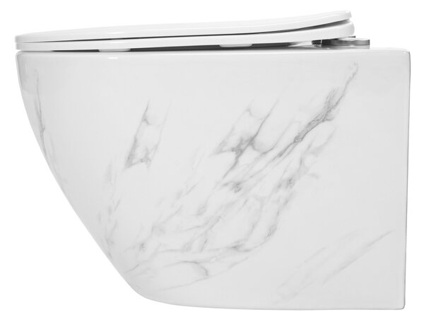Marmură Rea Carlos Nature, vas WC suspendat fără margine 495x370x355 mm, imitație de piatră, REA-C6606