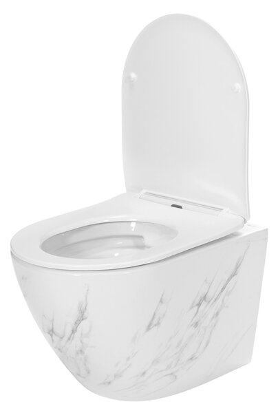 Marmură Rea Carlos Nature, vas WC suspendat fără margine 495x370x355 mm, imitație de piatră, REA-C6606