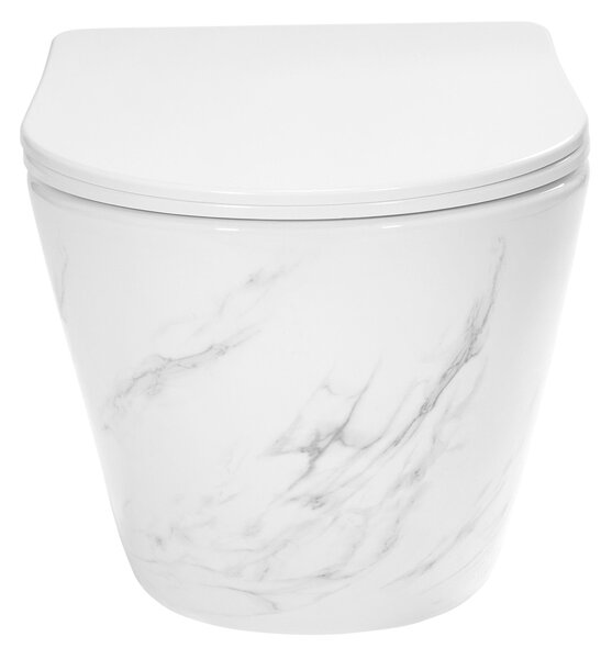 Marmură Rea Carlos Nature, vas WC suspendat fără margine 495x370x355 mm, imitație de piatră, REA-C6606