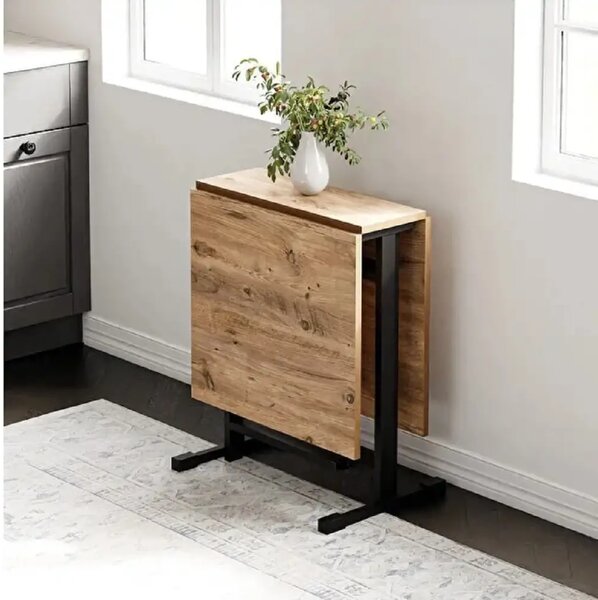 Masa Bucatarie pliabila cu roti Homs Nuc 120 x 80 x 74 cm