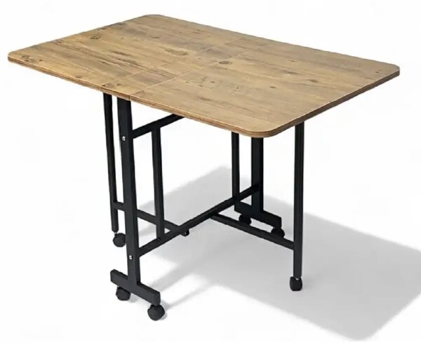 Masa Bucatarie pliabila cu roti Homs Nuc 120 x 80 x 74 cm