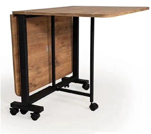 Masa Bucatarie pliabila cu roti Homs Nuc 120 x 80 x 74 cm