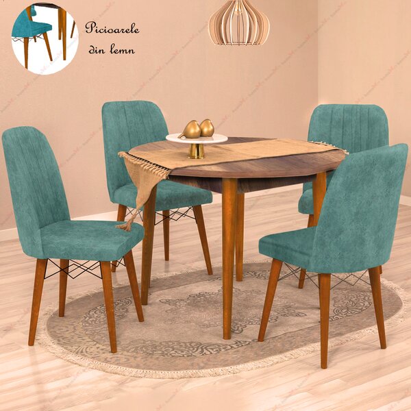 Masa bucatarie rotunda Brigitte, culoare nuc, 90 cm