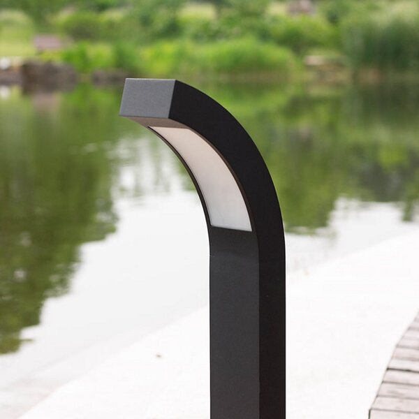 Lucande lampă cu soclu LED Lennik, 60 cm, antracit, metal, Negru, Metal, Modern, Boltă de exterior / cale de acces