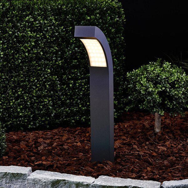 Lucande lampă cu soclu LED Lennik, 60 cm, antracit, metal, Negru, Metal, Modern, Boltă de exterior / cale de acces