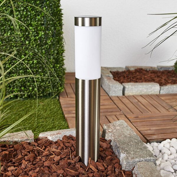 Lindby Lampa solară LED Aleeza, 61 cm, oțel inoxidabil, țăruș, Metalic, Oțel inoxidabil, Modern