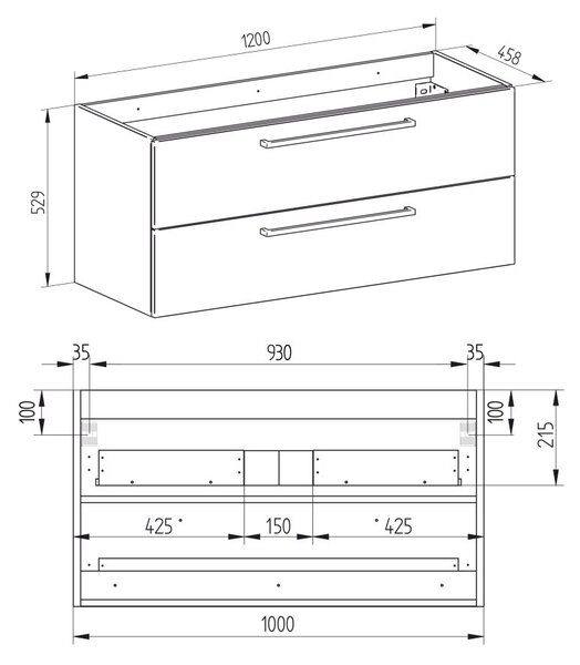 Mereo, Mereo Bino, dulap de baie 120 cm, alb, MER-CN663SN