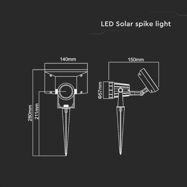 Lumină solară LED SPIKE 2W 5,5V IP65 4000K 1200mAh