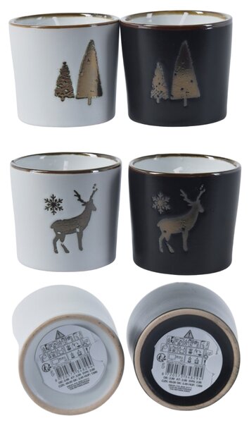 Lumanare de Craciun in recipient ceramic SNOWLIGHT 6 cm - mai multe variante