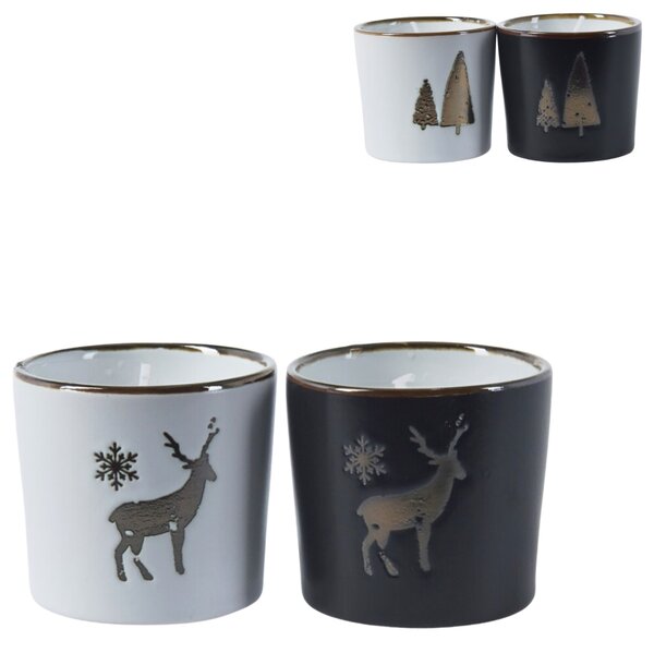 Lumanare de Craciun in recipient ceramic SNOWLIGHT 6 cm - mai multe variante