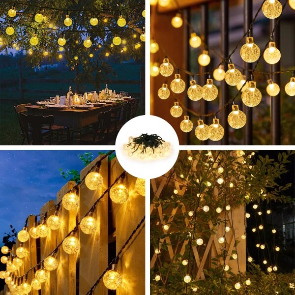 Brilagi - Ghirlandă solară LED decorativă BUBBLE, 50 LED/8 moduri, 7 m, IP65, alb cald
