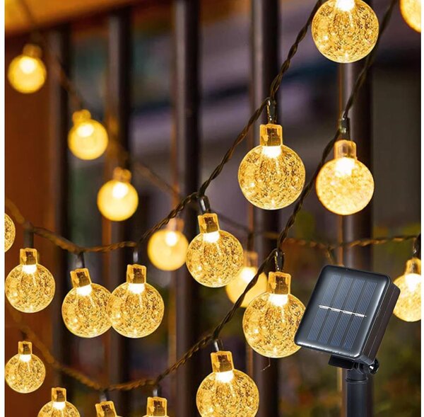 Brilagi - Ghirlandă solară LED decorativă BUBBLE, 50 LED/8 moduri, 7 m, IP65, alb cald