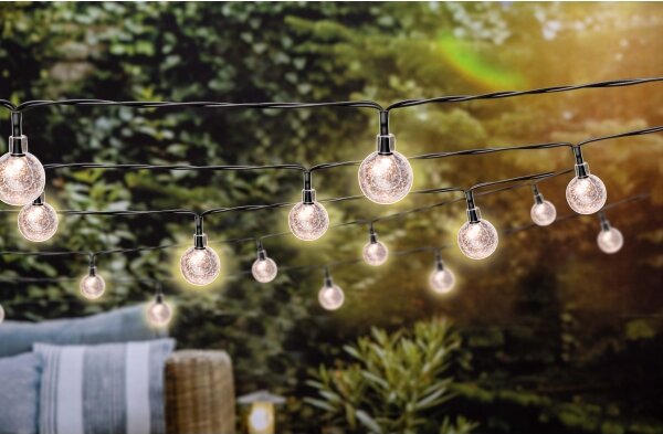 Grundig - Șir solar LED reglabil 50xLED/8 funcții 9,35m alb cald + DO