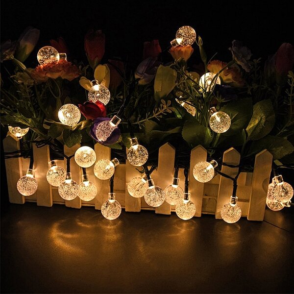 Brilagi - Ghirlandă solară LED decorativă BUBBLE, 50 LED/8 moduri, 7 m, IP65, alb cald