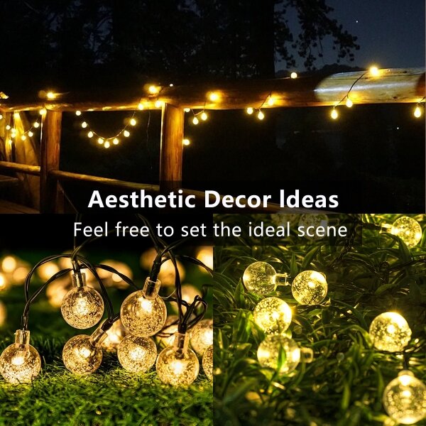 Brilagi - Ghirlandă solară LED decorativă BUBBLE, 50 LED/8 moduri, 7 m, IP65, alb cald