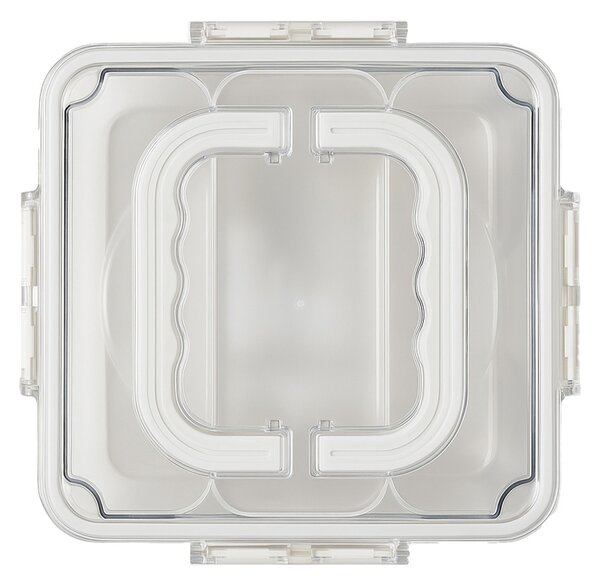 Cutie depozitare mancare pentru frigider cu capac etans si 3 compartimente detasabile, Pufo, 35 x 25 cm