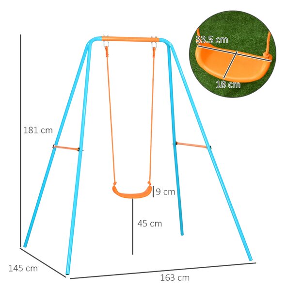 Leagan pentru Copii 3-8 Ani Outsunny, Otel si PE, Albastru si Portocaliu 163x145x181 cm| Aosom RO | Aosom Romania