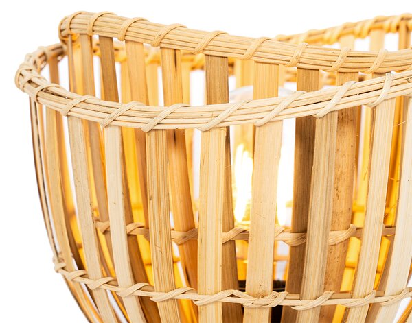 Lampă de masă orientală neagră cu bambus natural - Pua