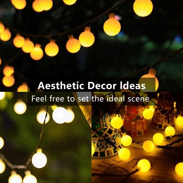 Brilagi - Ghirlandă LED solară decorativă BUBBLE, 50 LED, 8 funcții, 7 m, IP65, alb cald