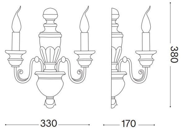 Lampă de perete Ideal Lux FIRENZE 2xE14/40W/230V alb/auriu